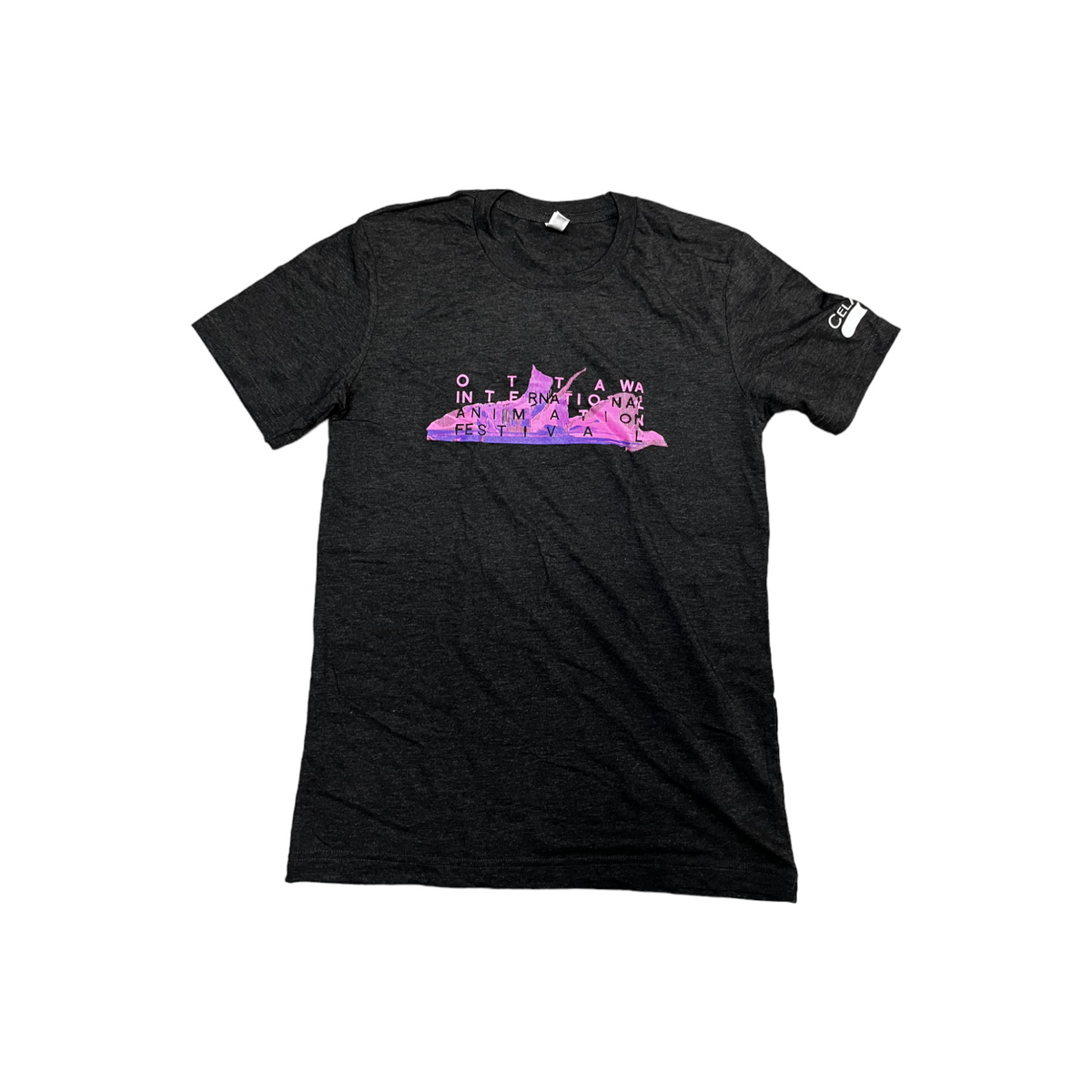 OIAF 2014 men's charcoal t-shirt designed by David O'Reilly