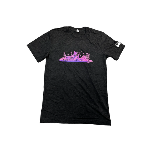 OIAF 2014 men's charcoal t-shirt designed by David O'Reilly