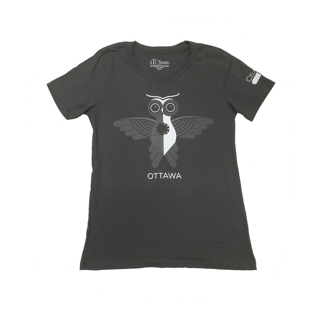 OIAF 2016 owl women's crew neck t-shirt coal grey